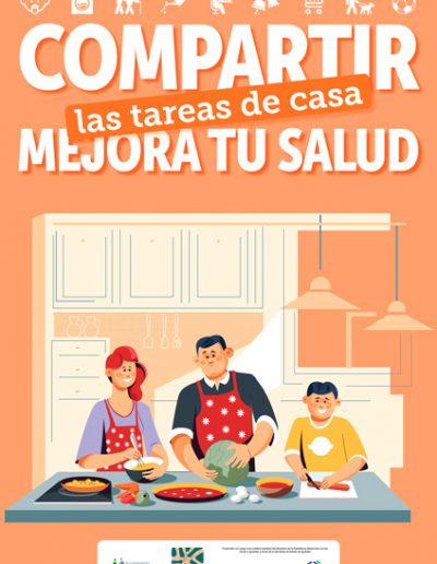Compartir las tareas de casa mejora tu salud. Cartel 3