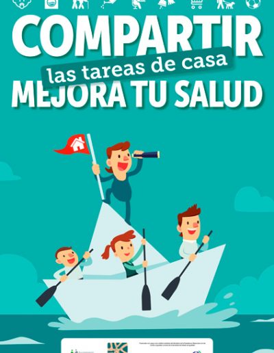 Compartirlas tareas de casa mejora tu salud. Cartel 1