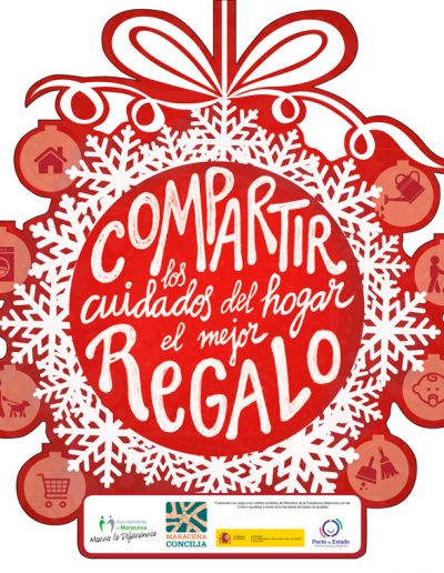 Campaña de Navidad. Compartir cuidados del hogar el mejor regalo. Cartel